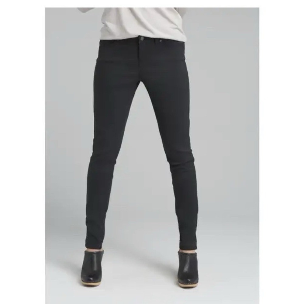 prAna Briann Pants Women's 12 Tall Black Stretch Slim Straight Leg Hiking 32.5"